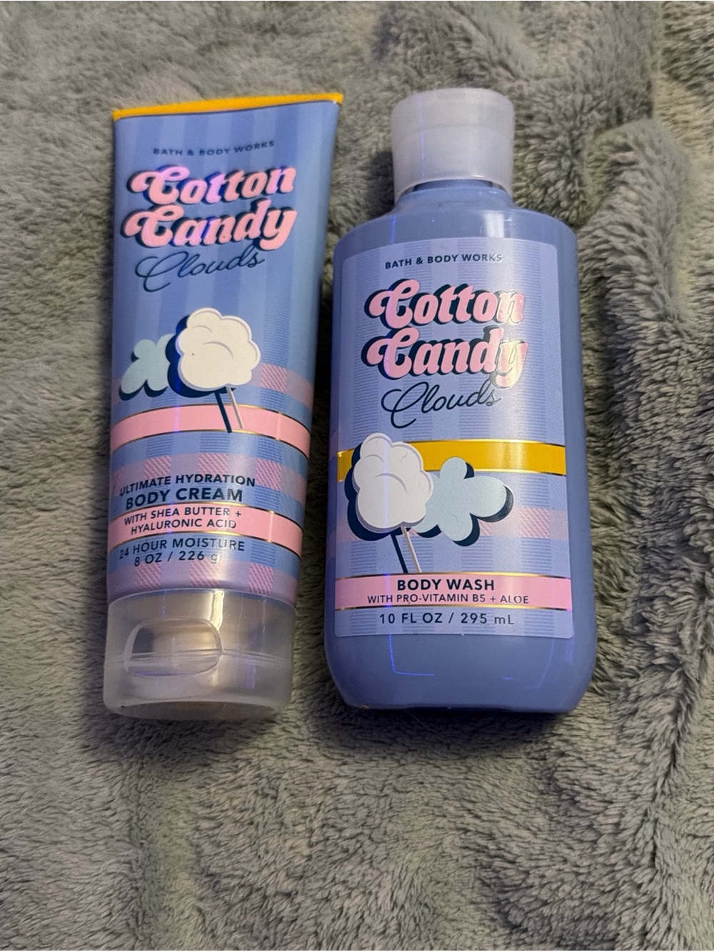 Bath & Body Works Cotton Candy Clouds Body Wash & Cream - Blue